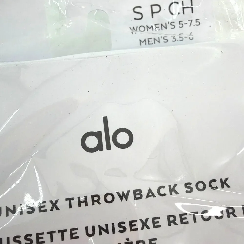 Alo Yoga Unisex Bone White Throwback Socks Size S